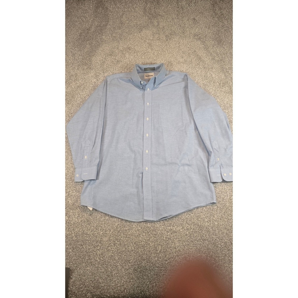 Thomas & Ashemore Mens 18.5 32/33 Blue Wrinkle Free Oxford Button Down Shirt